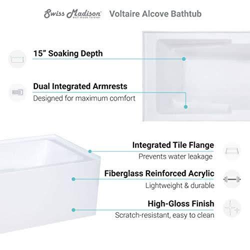 54x22 Alcove Soaking Bathtub O2891