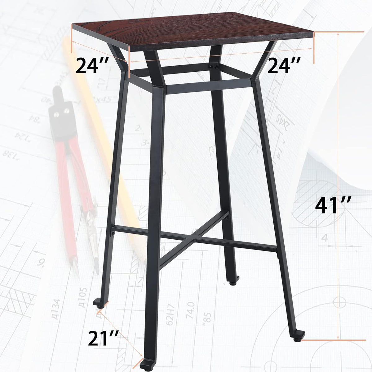 Brown Square Solid Wood Bar Table Q2252