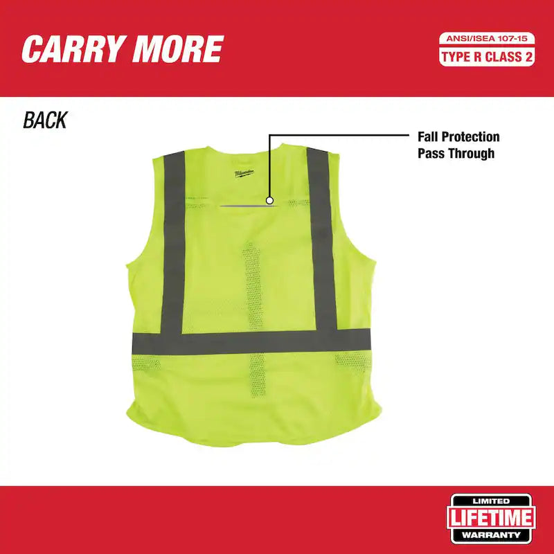 Yellow Class 2 High Visibility Safety Vest with 10 Pockets 12-Pack P884021
