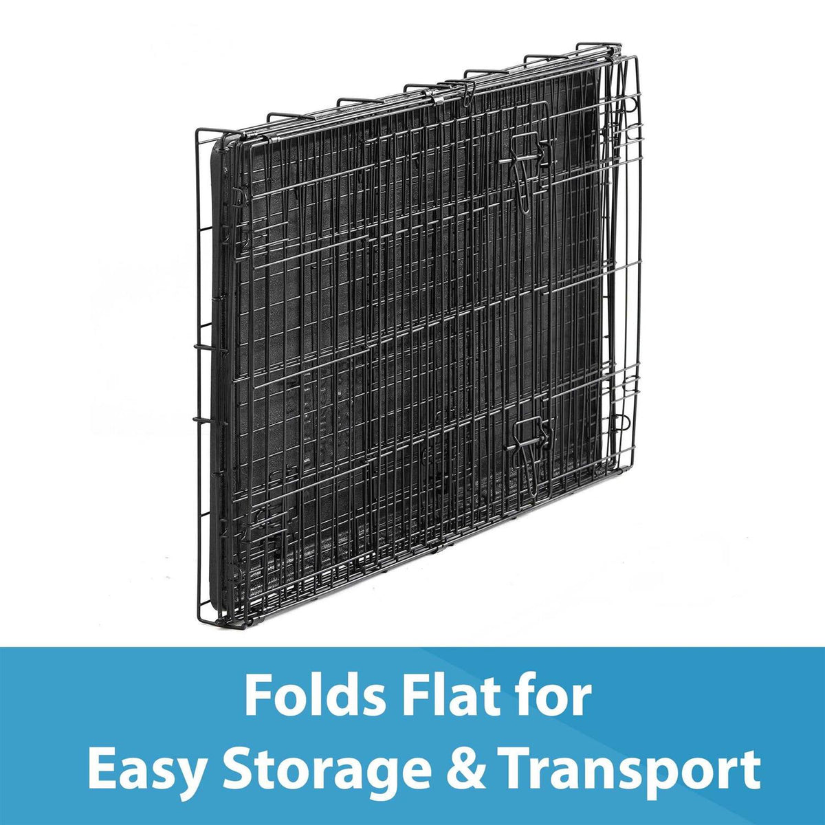 Double Door Folding Wire Dog Crate with Divider H8297