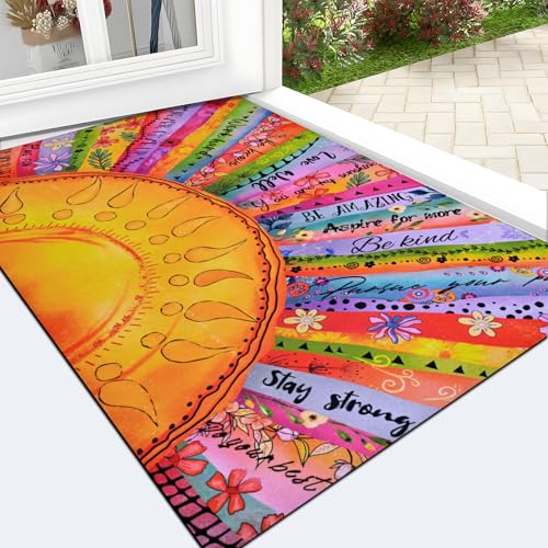 Colorful Floral Non Slip Washable Door Mat 18'' x 30'' R23578