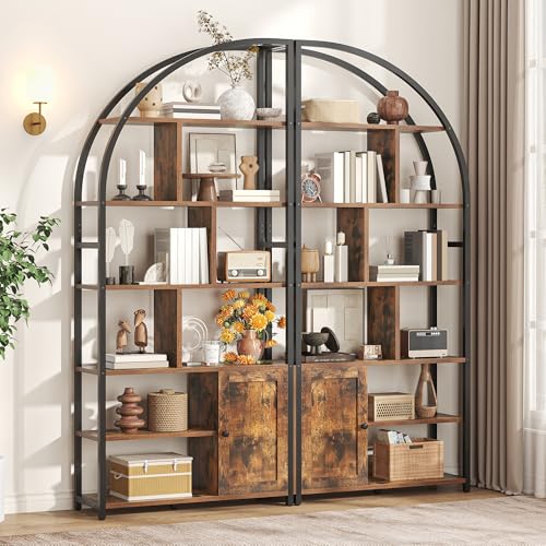 71.1" Tall 6-Tier Bookshelf with Storage Cabinet M3298