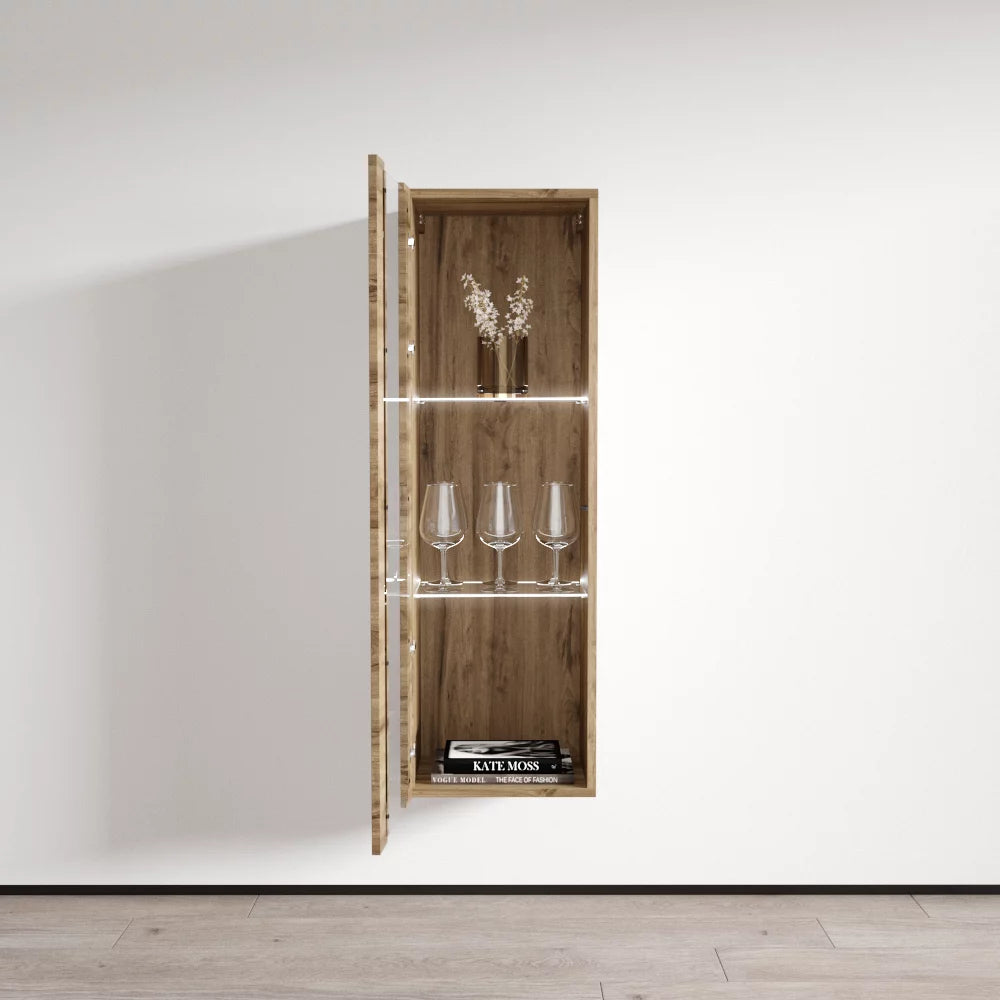 Oak Modular Wall Mounted Floating Bookcase Cabinet H8810