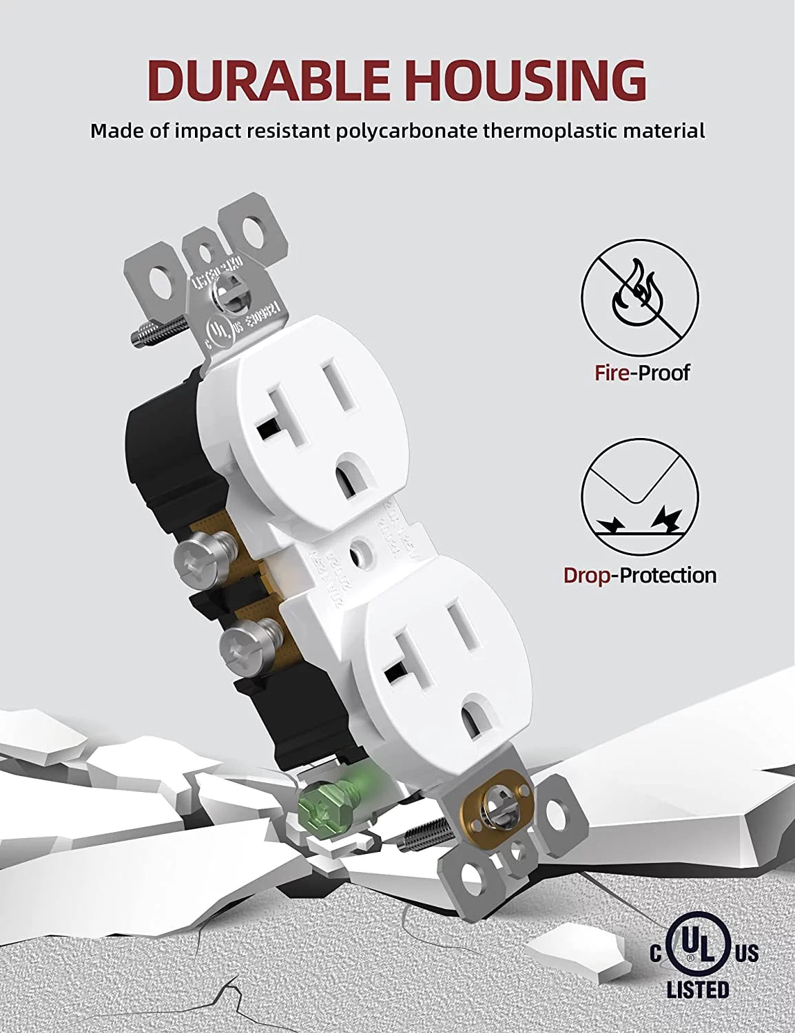 White 20Amp 125V Duplex Receptacle Wall Outlet 10 Pack T9886