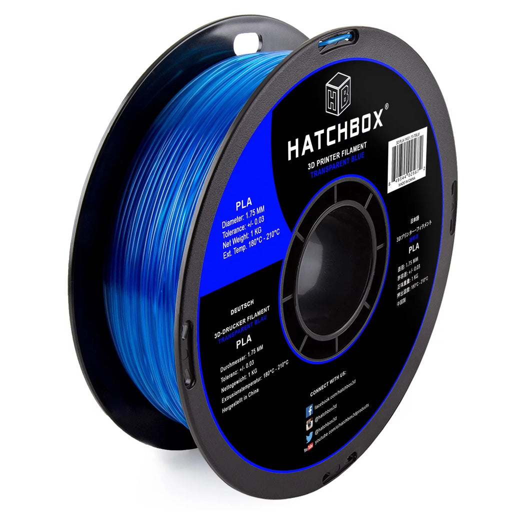 PLA 3D Printer Filament 1.75 mm 1 kg Spool Transparent Blue A878