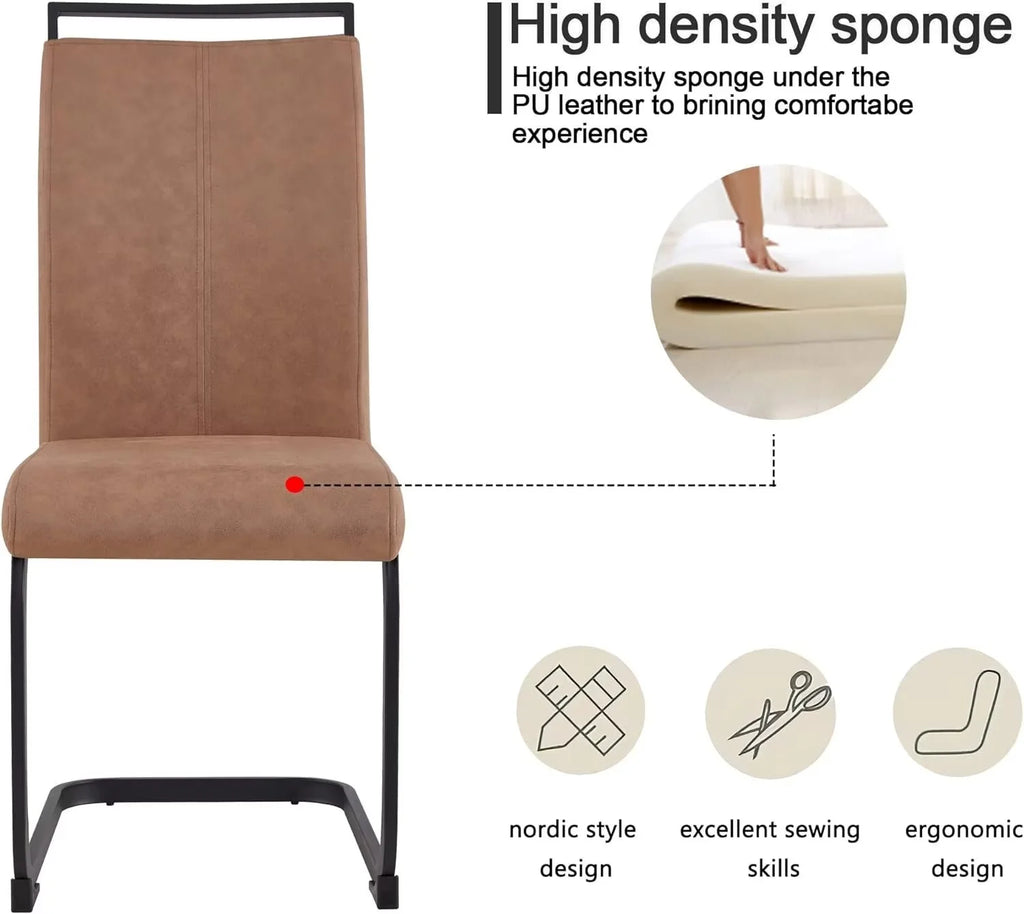 Soft Fabric Dining Chairs Set of 6 with Padded Seat B725237