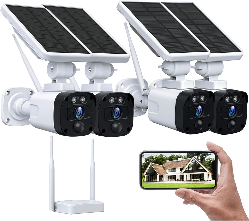 Solar Security Camera System Outdoor Wireless WiFi 4 Pack 3MP R1024