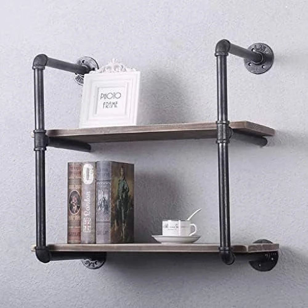 Retro Industrial Pipe Wall Mount Bookshelf X961521