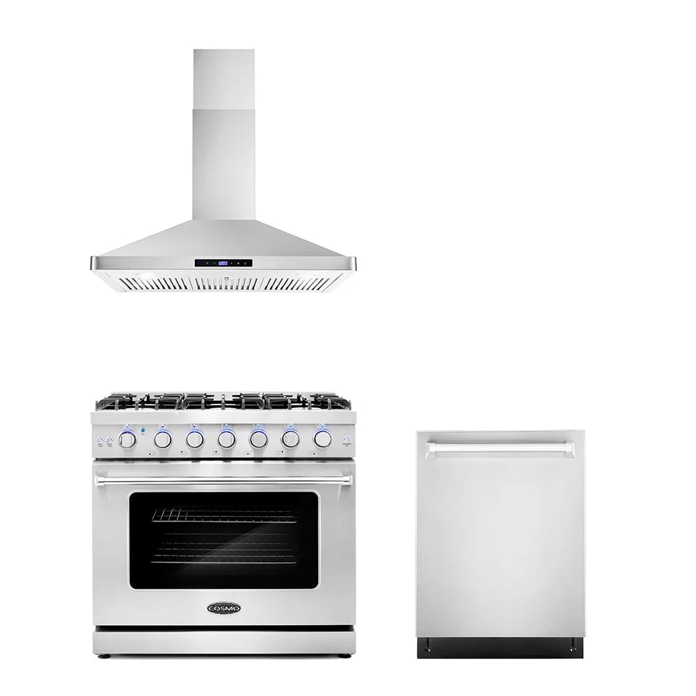 3 Piece Kitchen Appliance Package with Gas Range Range Hood and Dishwasher Q796178