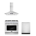 3 Piece Kitchen Appliance Package with Gas Range Range Hood and Dishwasher Q796178