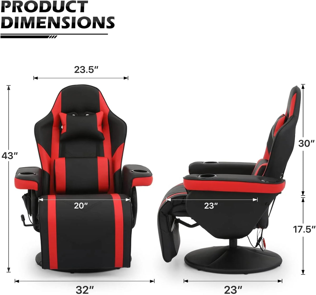 Red PU Leather Gaming Recliner Chair with 2 Speakers C39500