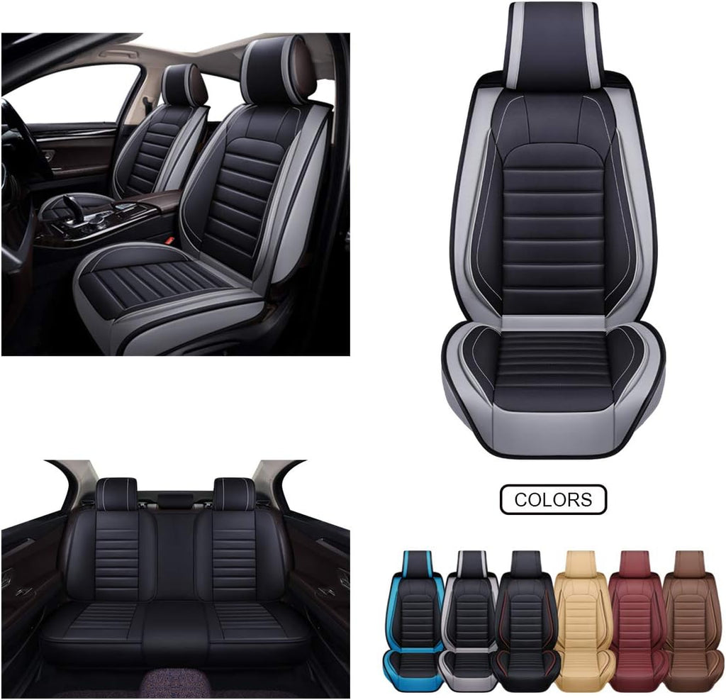 Leather Car Seat Covers Black Grey P277