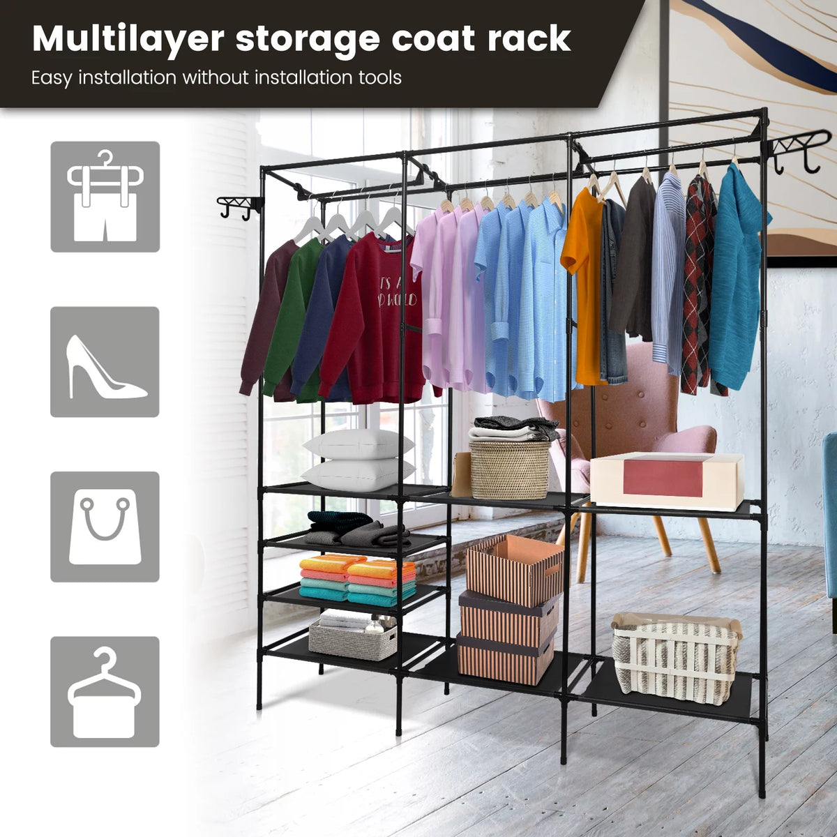 Black Metal Garment Rack N44897