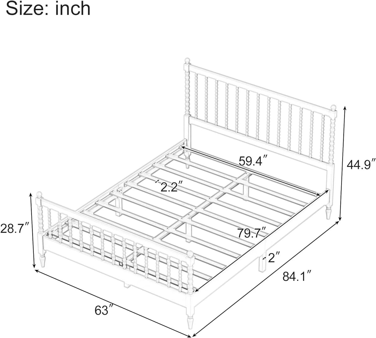 Queen Size Solid Wood Platform Bed with 2 Nightstands W2550