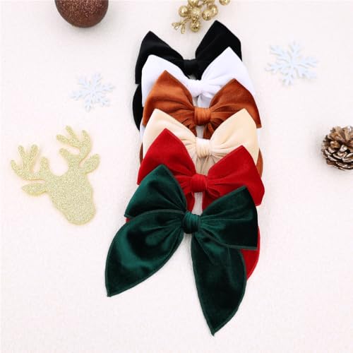 12 PCS Linen Velvet Hair Bows Barrettes N133