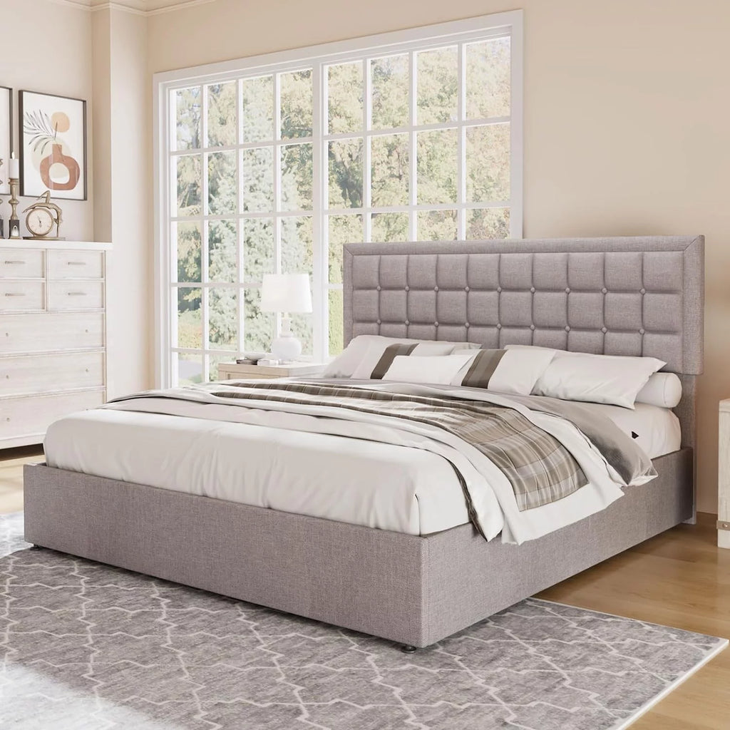 King Size Lift Up Storage Upholstered Platform Bed Frame C699