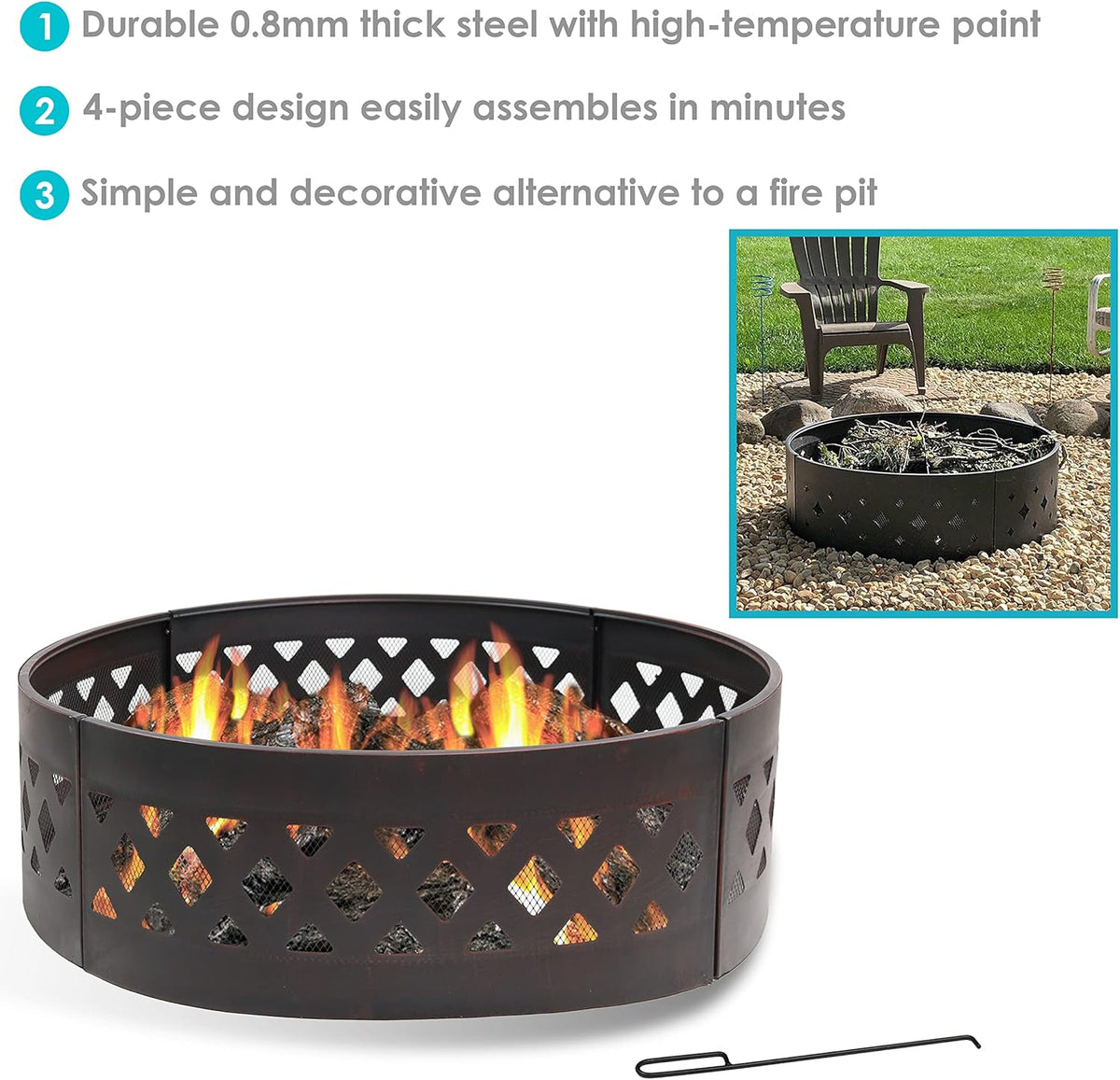 36 Inch Heavy Duty Metal Wood Burning Fire Pit K4666