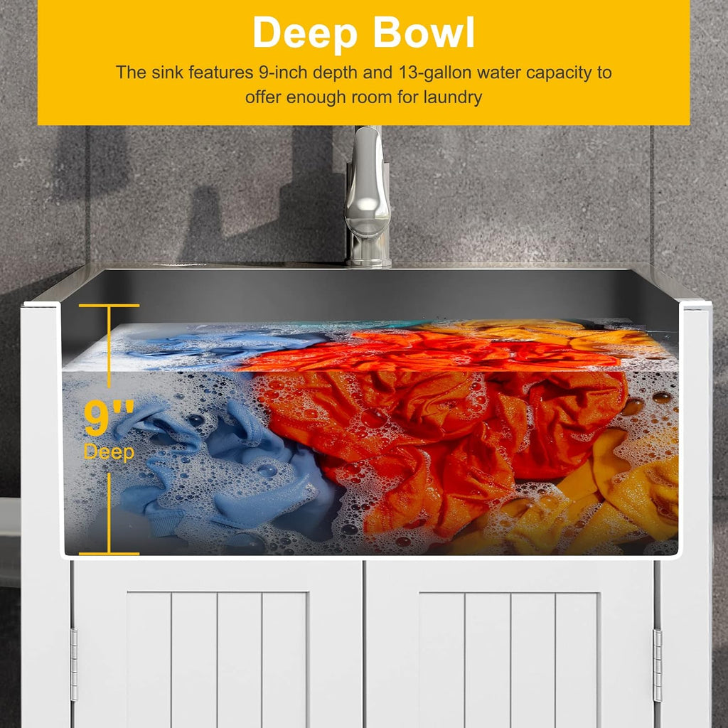 24-Inch Stainless Steel Laundry Sink with Cabinet B576234