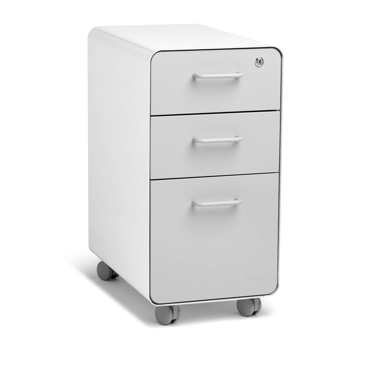 White Light Gray 3-Drawer Rolling File Cabinet J9362