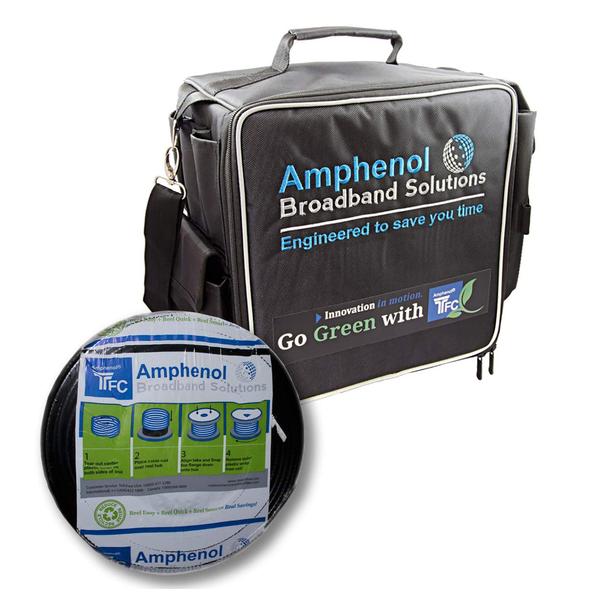 Amphenol TFC Tech Service Bag, Reel and Black Cable P52321