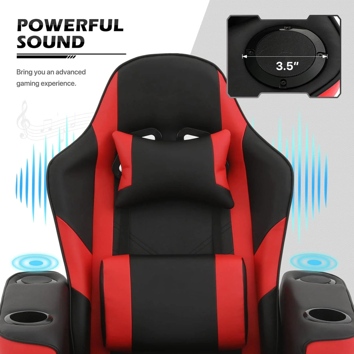 Red PU Leather Gaming Recliner Chair with 2 Speakers C39500