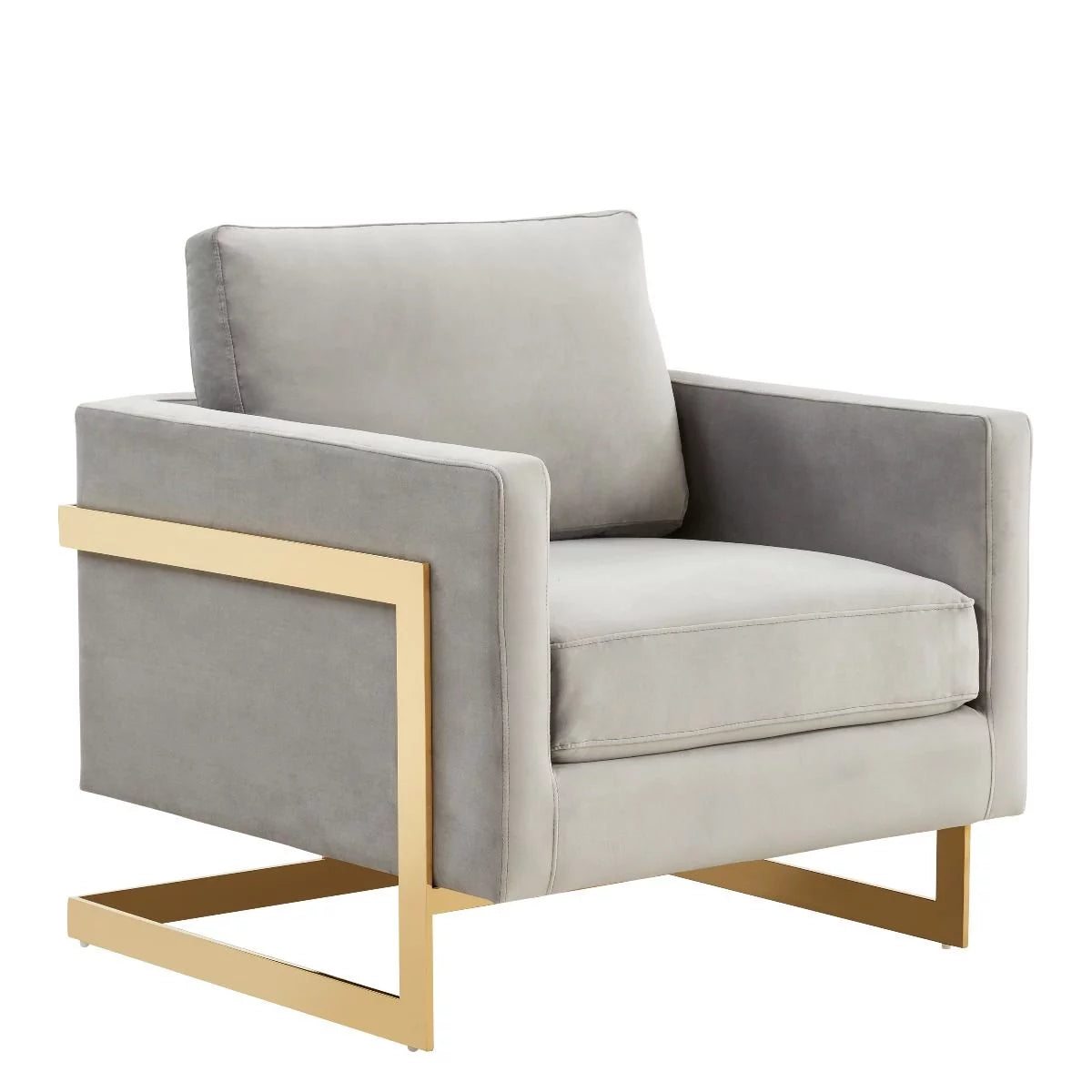 Light Gray Velvet Accent Chair Armchair D1877
