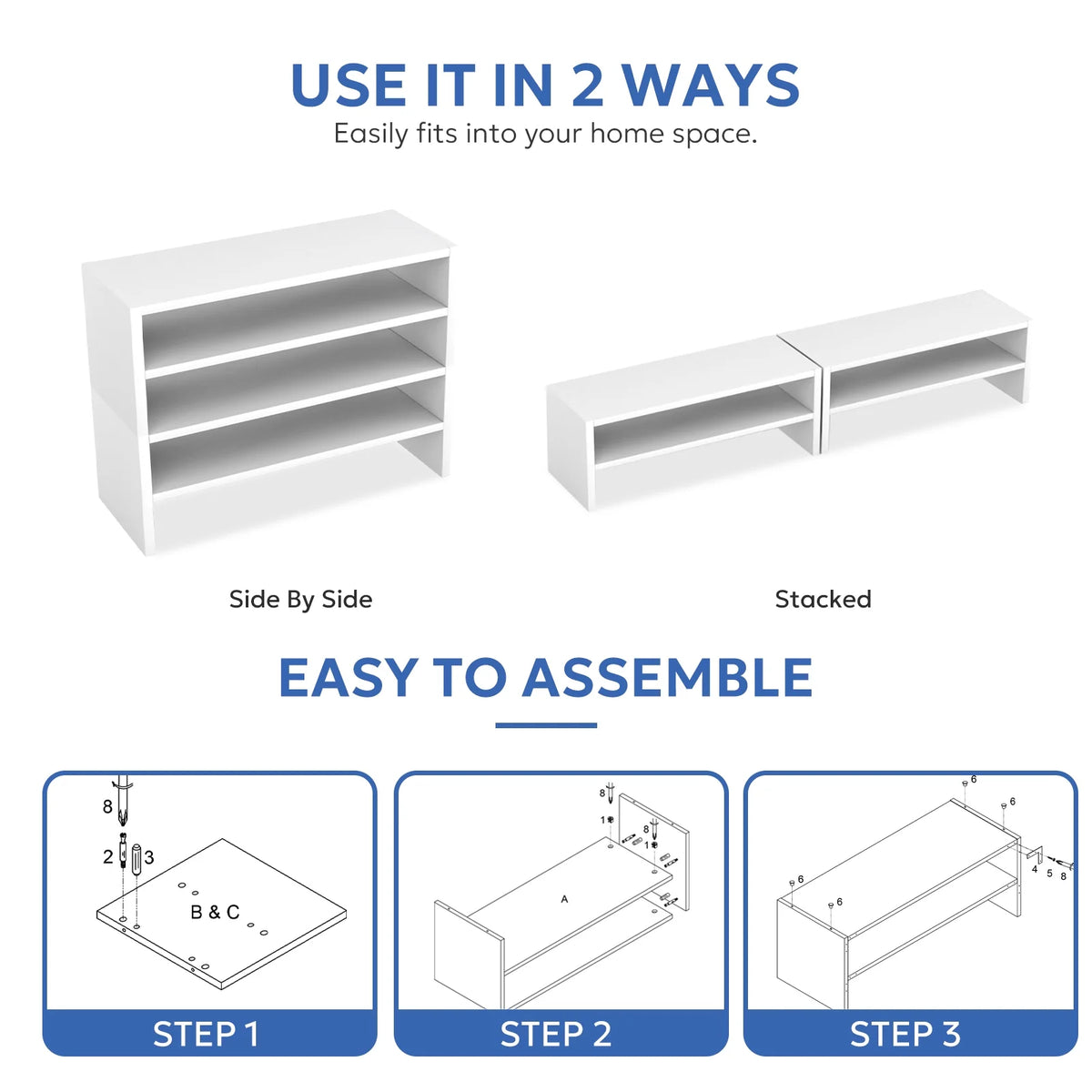 2-Shelf Stackable Shoe Rack I19461