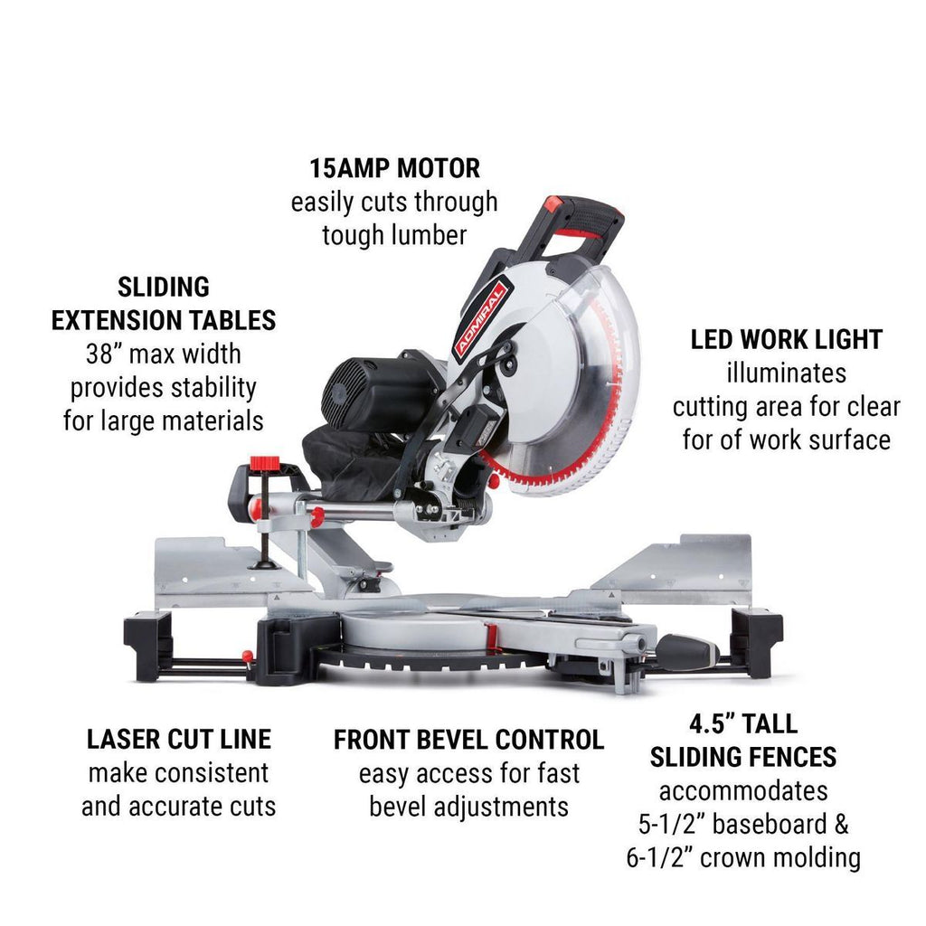 12 in. Dual-Bevel Sliding Compound Miter Saw with LED and Laser Guide H213