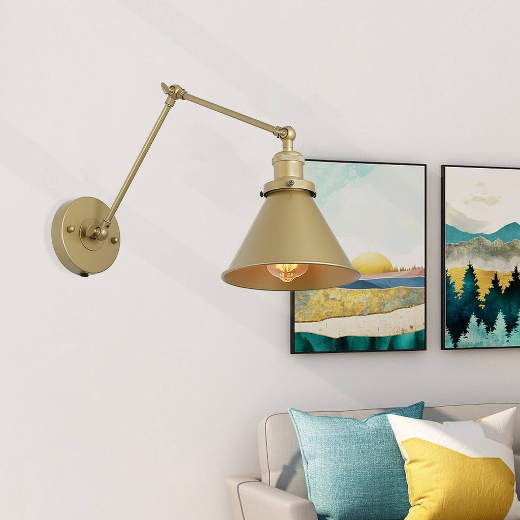 Adjustable Gold Swing Arm Plug-In Wall Lamp S969471