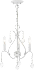 3 Light Chandelier in Antique White with Clear Crystals T335919
