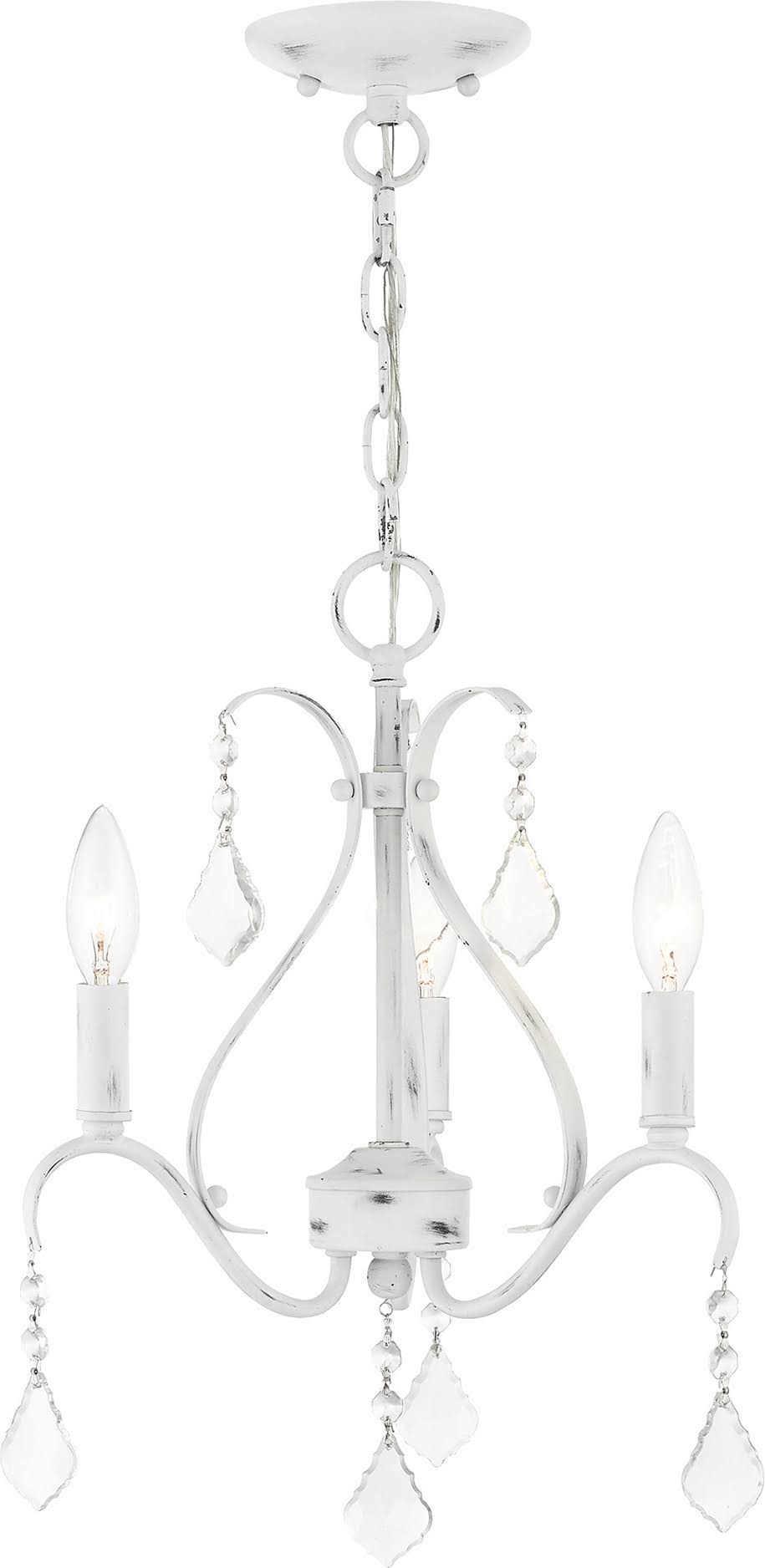 3 Light Chandelier in Antique White with Clear Crystals T335919
