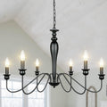 Black 6-Light Farmhouse Candle Chandelier P998