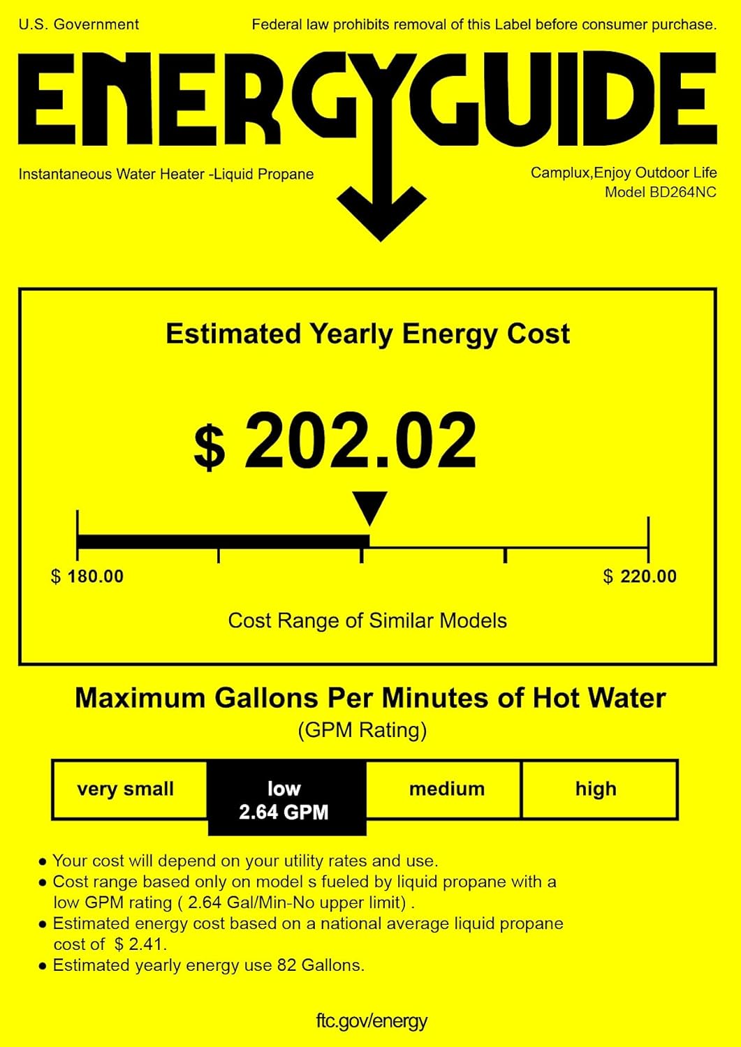 2.64 GPM Outdoor Propane Tankless Water Heater P780203