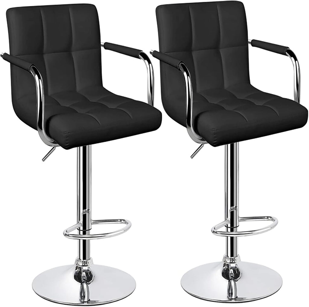 White Set of 2 Swivel Adjustable Bar Stools with Arms F327377