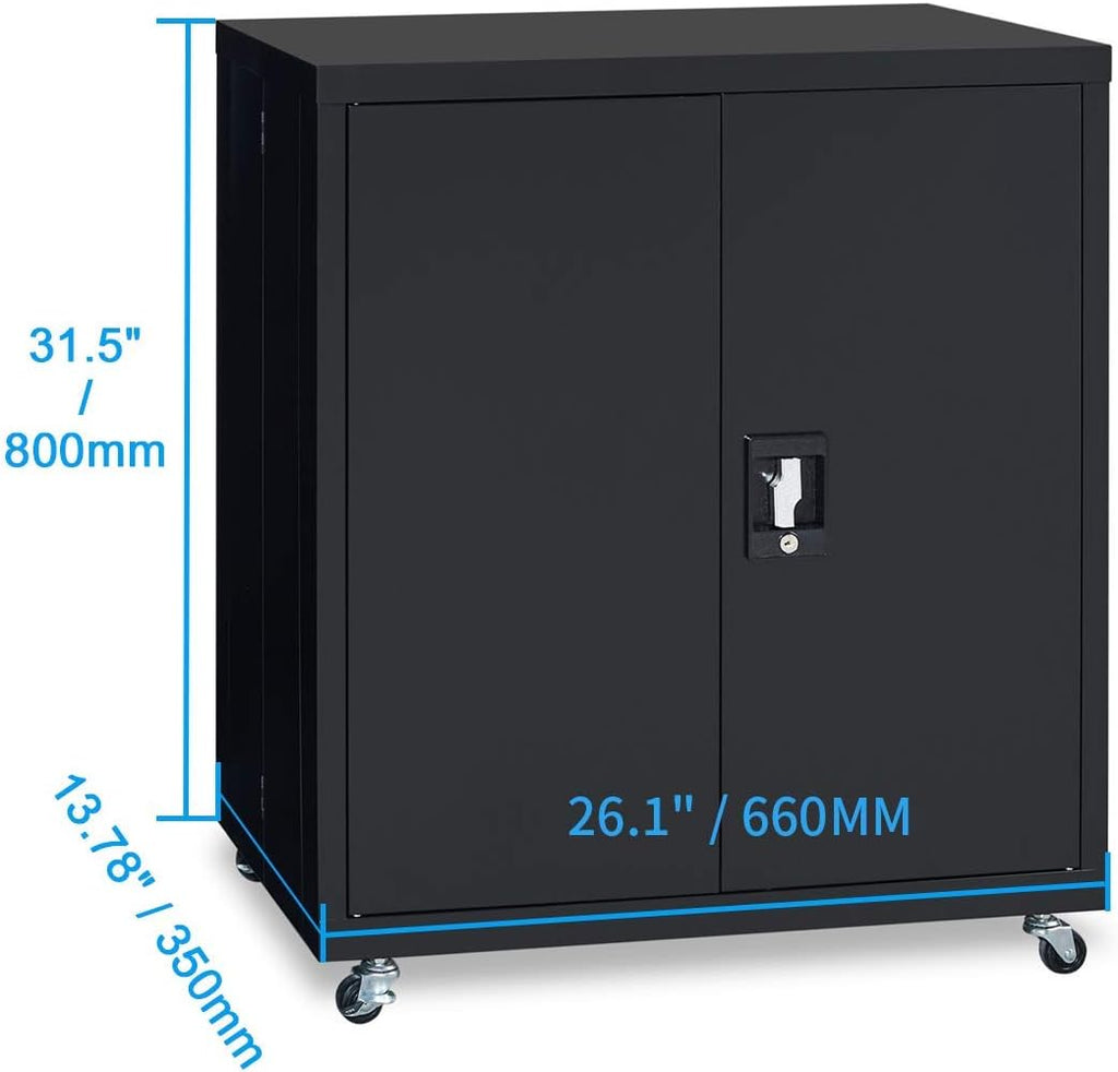 Black Metal Storage Cabinet with 4 Adjustable Shelves C979