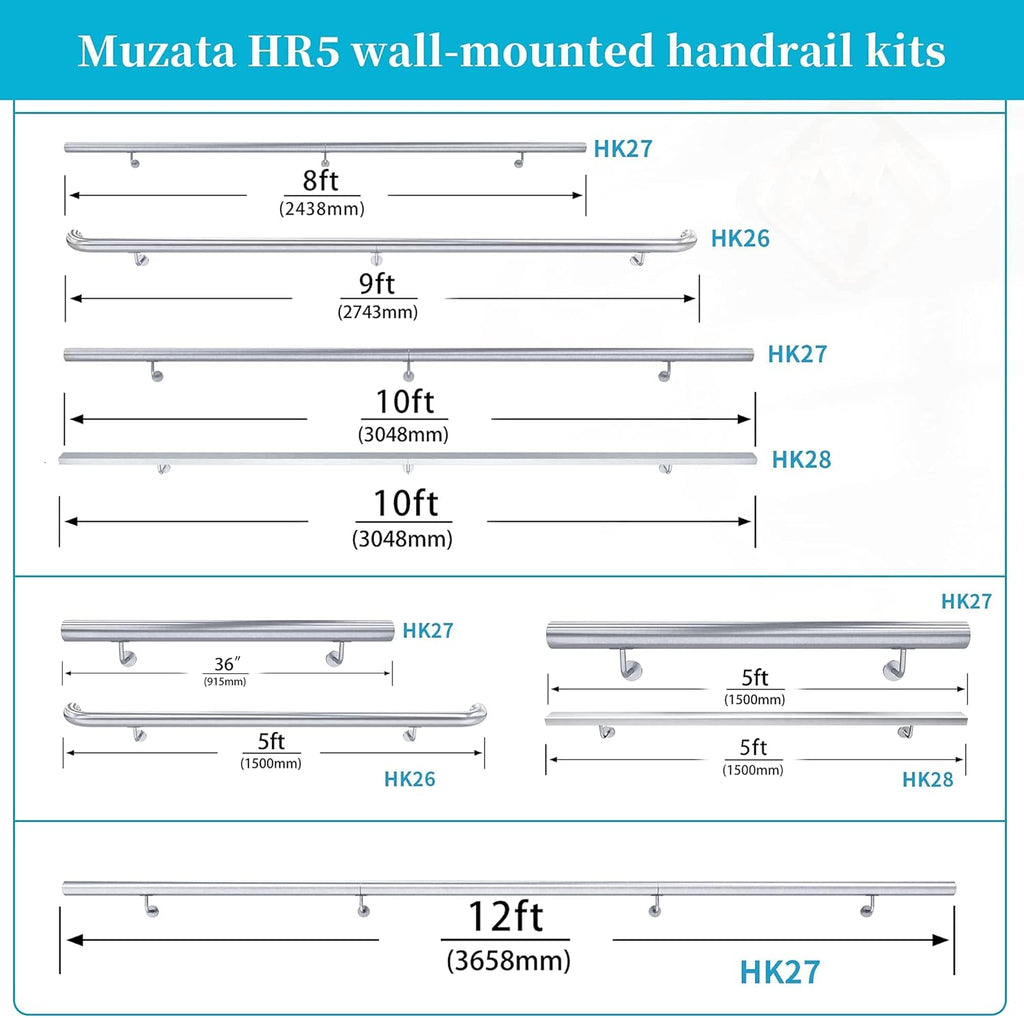 Brushed Stainless Steel Wall Mounted Stair Handrail L69773
