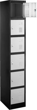 6 Metal Wall Lockers Storage Cabinet Black/Grey Y635