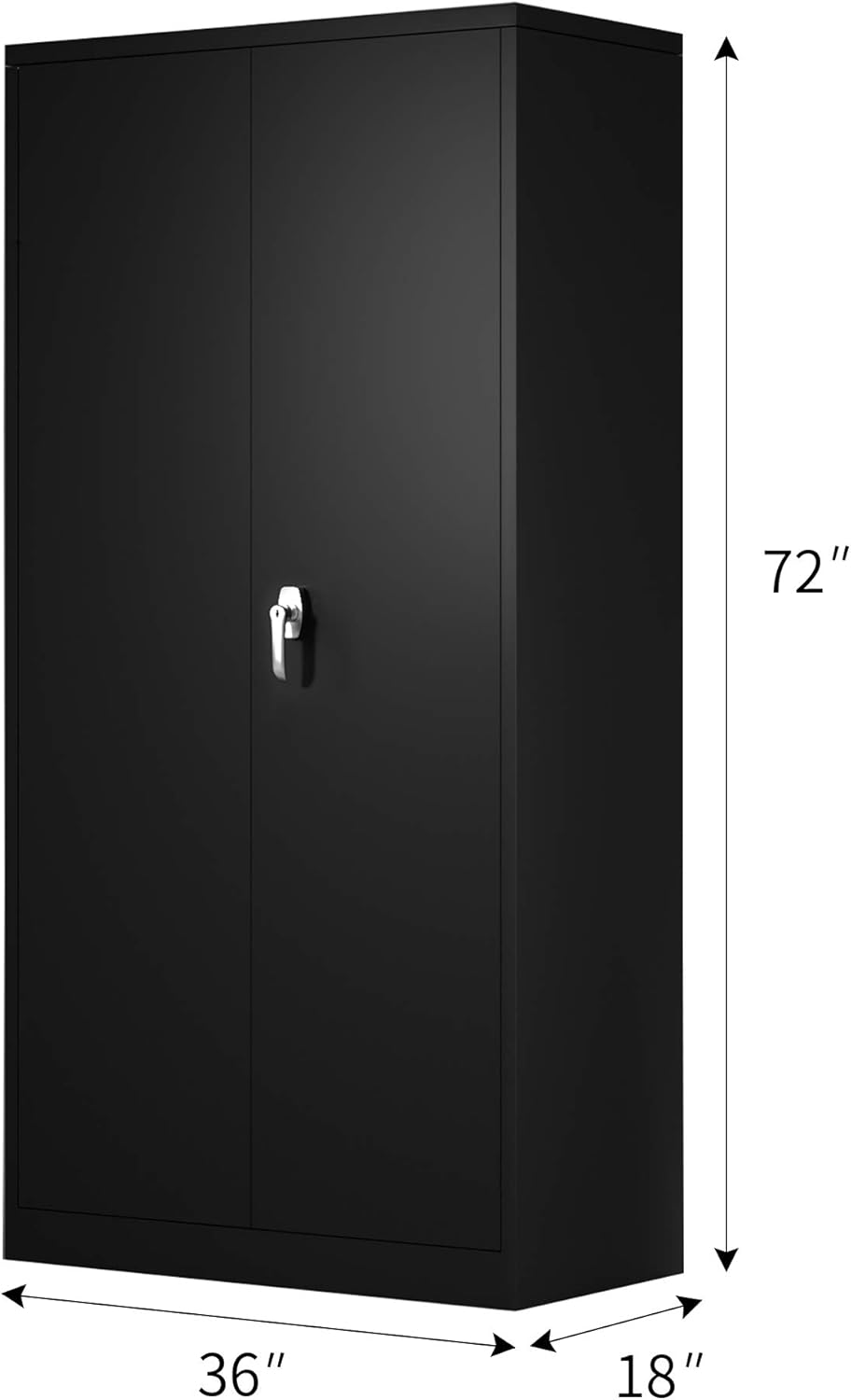 Black Metal Storage Cabinet with 4 Adjustable Shelves C979