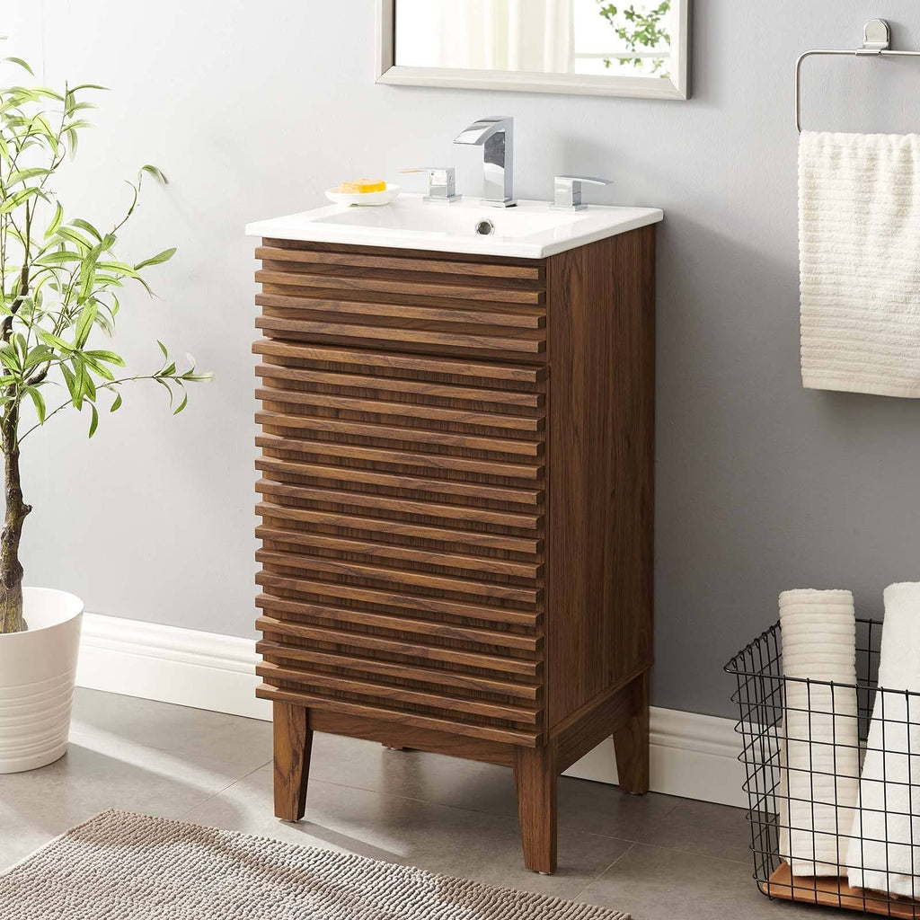 18 inch Bathroom Vanity Cabinet in Walnut White O201