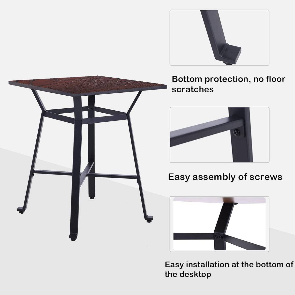 Brown Square Solid Wood Bar Table Q2252