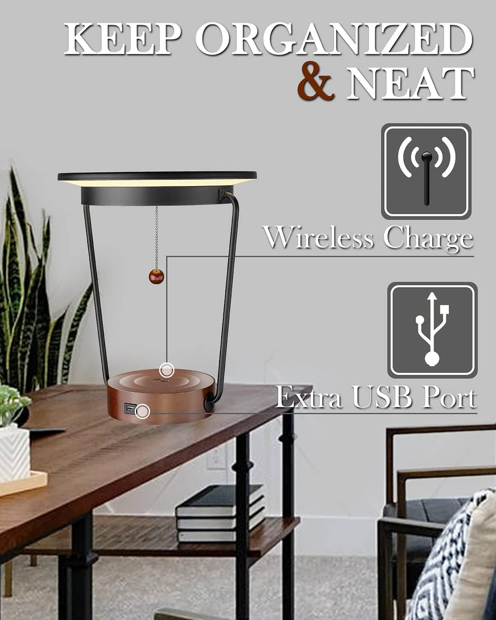 LED Desk Lamp with Wireless Charger D77058