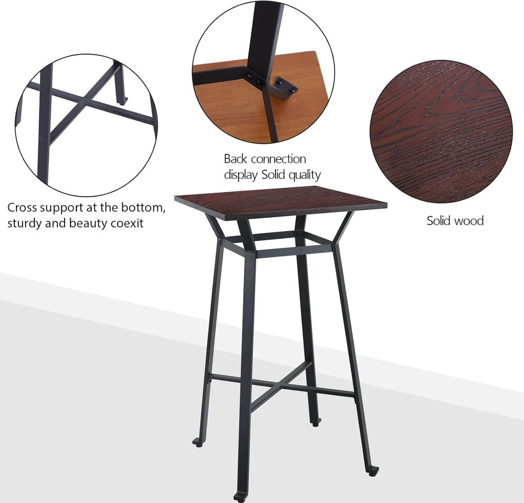 Brown Square Solid Wood Bar Table Q2252