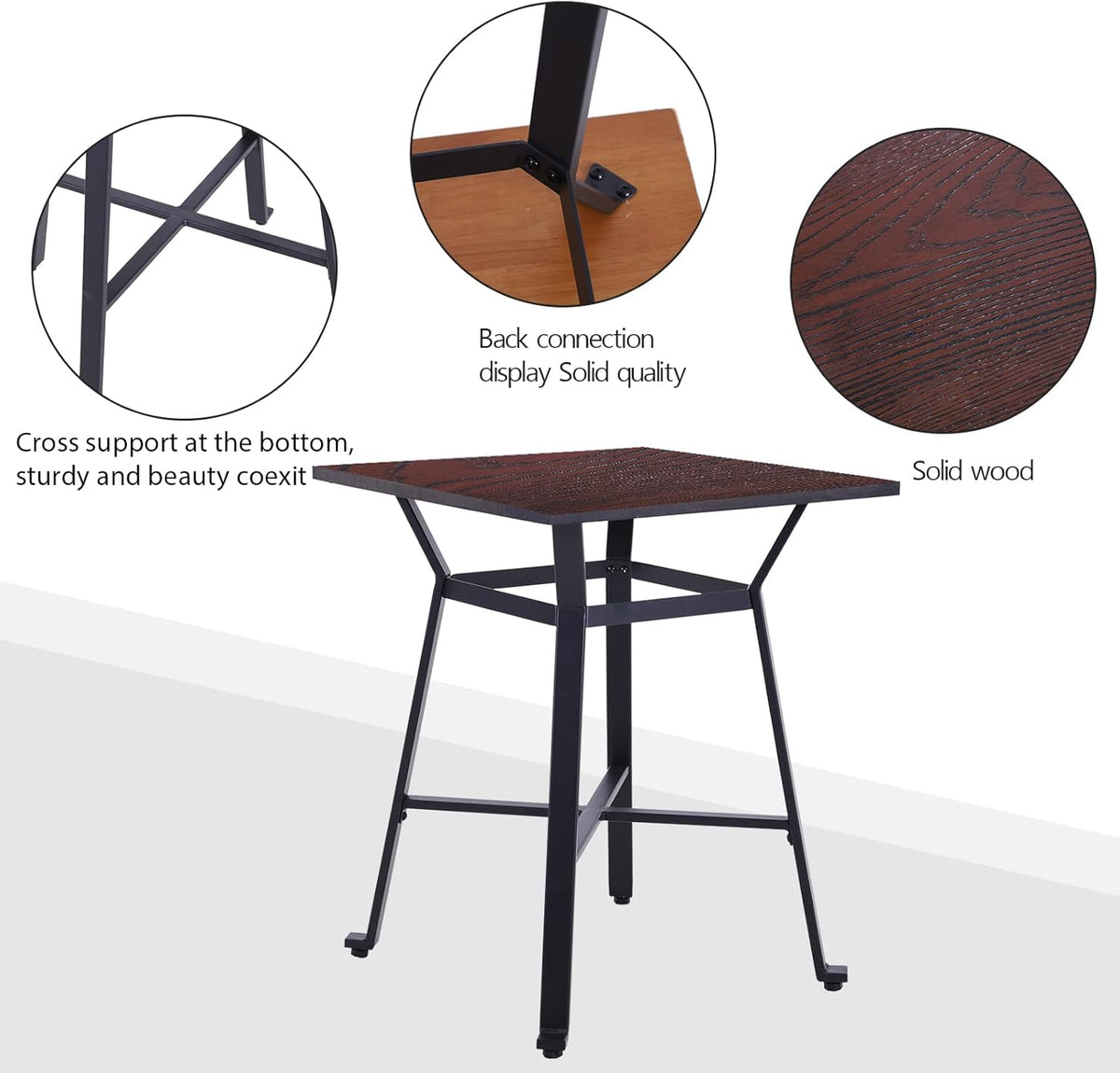 Brown Square Solid Wood Bar Table Q2252