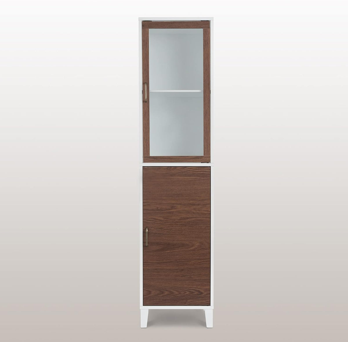 White Natural Wood Bathroom Linen Cabinet N42271
