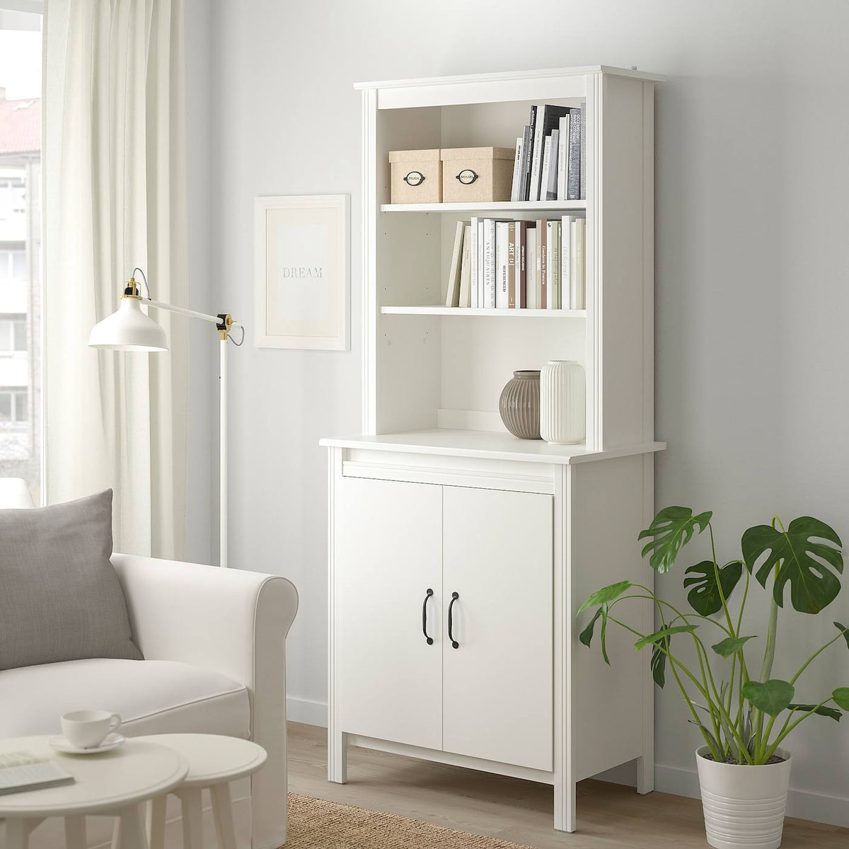 White High Cabinet with Doors N553501