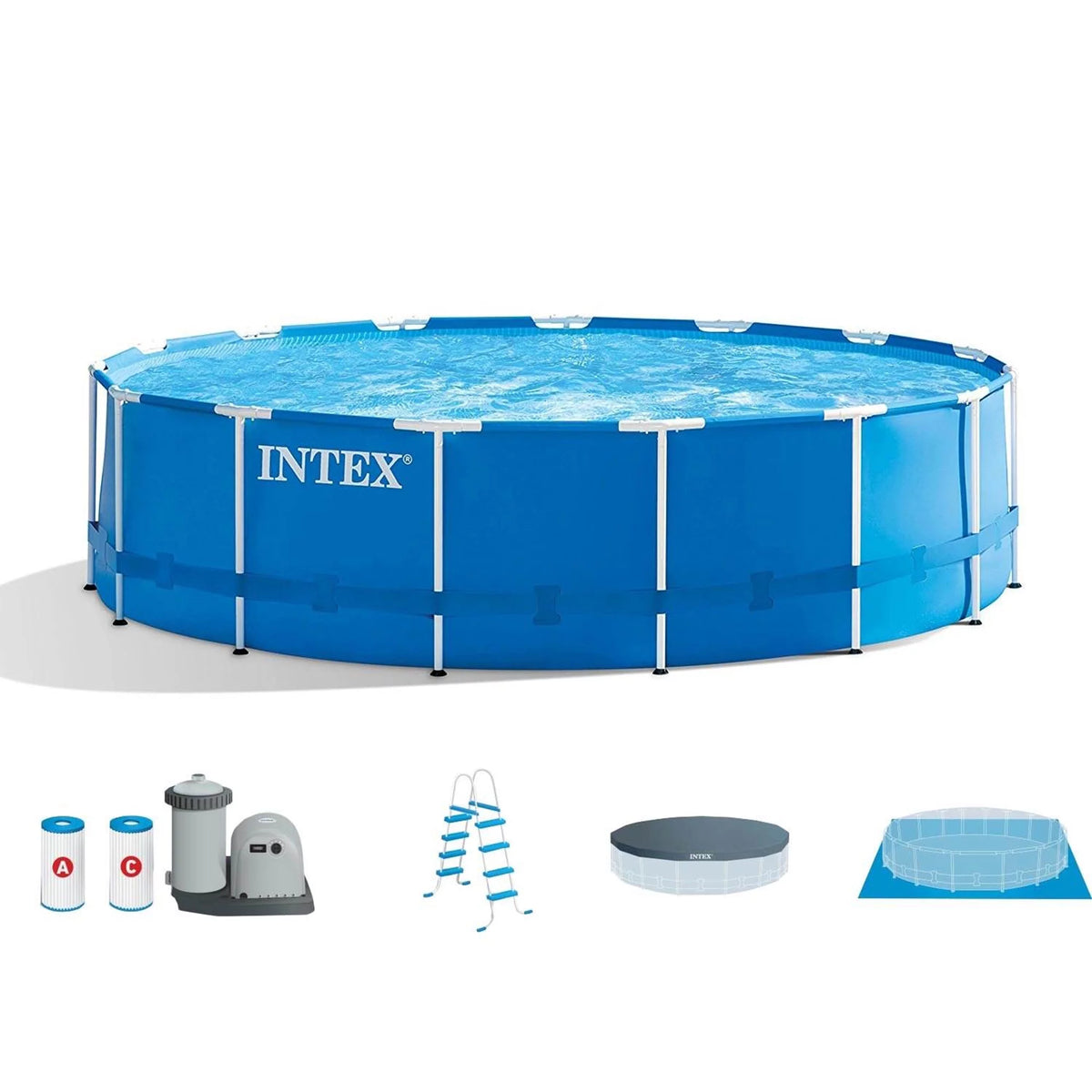18ft x 48in Metal Frame Swimming Pool Set with Pump & Filter S24623