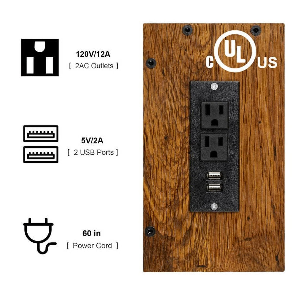 Brown Storage Table with Outlet E636