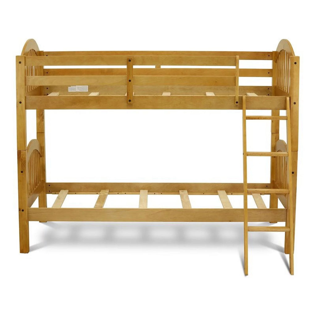 Oak Wood Twin Bunk Bed with Guard Rails I541