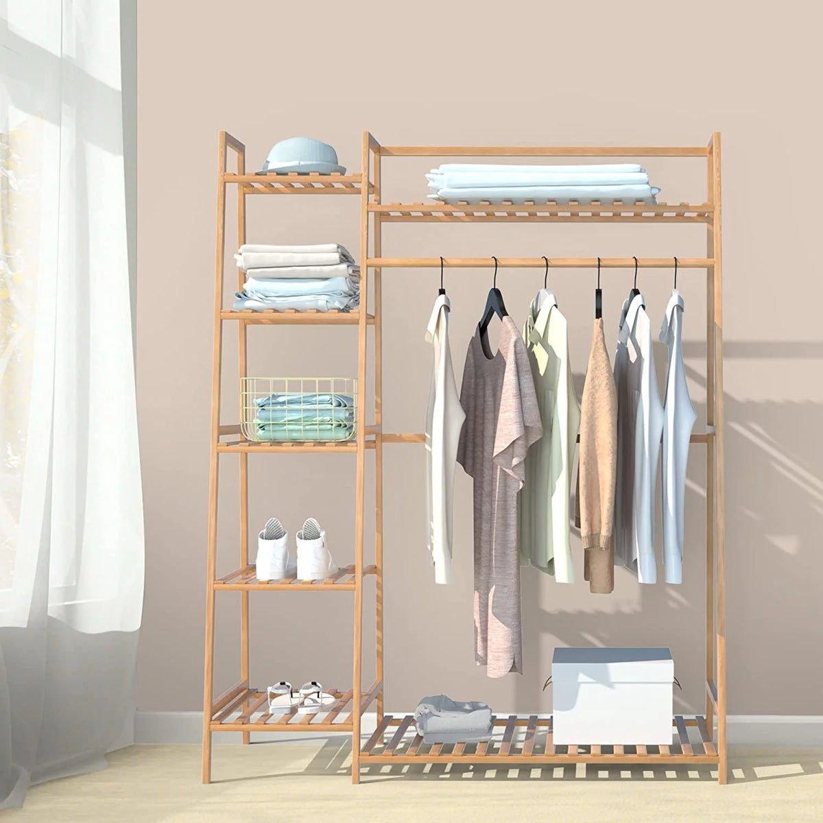 43.5" Rolling Garment Rack with Shoe Rack U10252