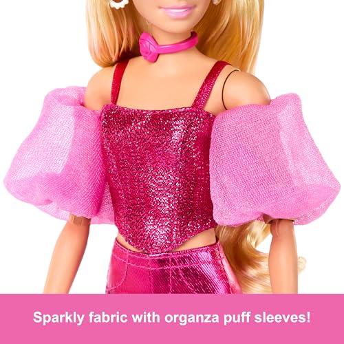 Metallic Blue Top and Skirt Doll with Wavy Brown Hair and Accessories M754210